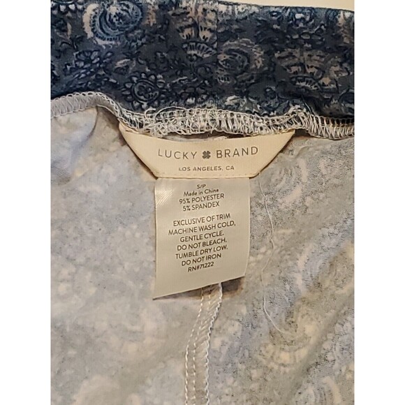 Women's Joggers Small Disty Floral Print Pull On Blue Elastic Waist Lucky Brand - Picture 3 of 7